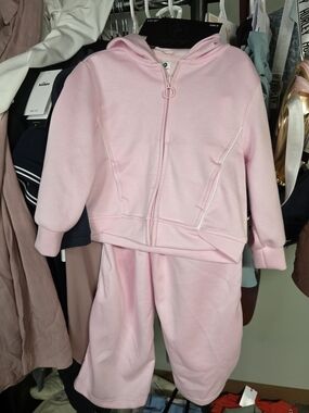 90 Degree By Reflex Girls Pink Hooded Zip Sweatshirt & Joggers Set